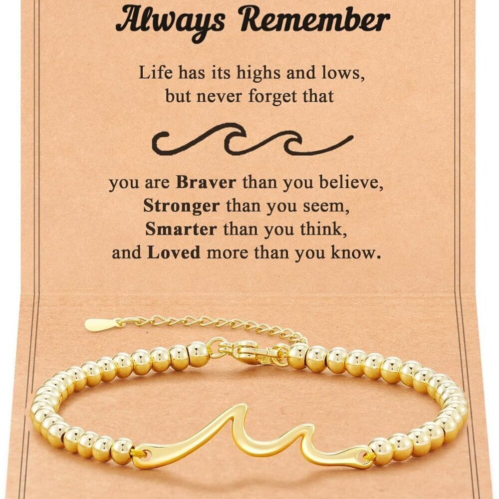 Wave Inspirational Bracelet for Women Teens Gifts Support Encouragement